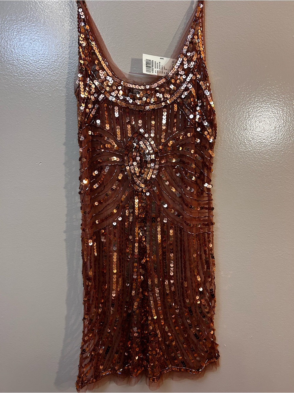Arden B Copper Sequin Mini Dress - Picture 6 of 9